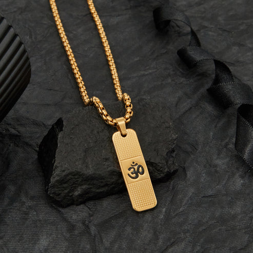 24K-Gold Plated OM Pendant with Necklace Chain